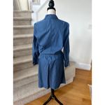 Boden Denim Long Sleeve Knee Length Blouson Tie Waist Shirt Dress 8 TALL Blue Photo 4