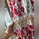 Anthropologie Floral smocked waist maxi midi dress ruffle flutter sleeve colorful bright print Photo 8