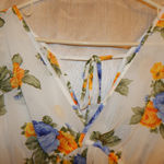 DNA  White Floral Chiffon Semi Sheer Blouse Photo 3