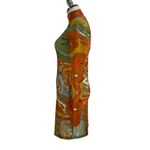 Kai Collective Gaia Mini Dress Printed Mesh Turtleneck Orange Photo 6