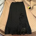 Kay Unger  long black lace skirt with ruffle and front slit size 12 Photo 0