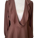 Lulus  mauve long-sleeve v-neck wrap front top size S NWT Photo 0