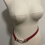Chico's Chico’s belt woman genuine Red leather fashion silvertone hook buckle Sz M/L Photo 3