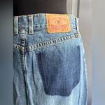 Lucky Brand Vintage 2001 distressed contrast button fly denim maxi skirt, size 8 Photo 6