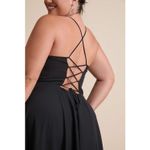 Lulus NWOT  Romantically Speaking Black Cowl Lace-Up Maxi Dress Wedding Prom XL Photo 4