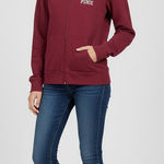 PINK - Victoria's Secret Women's  Aggies Zip Hoodie Red/Silver XS Photo 0