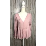 Velvet Tees Velvet by Graham & Spencer Women's Pink Striped Peplum Blouse Size Small Photo 1