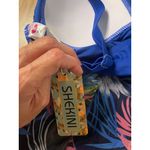 B14 New Women’s 1pc Swimsuit Dress Palm Leaves Print size Small Blue Photo 5