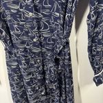 Foxcroft Dress Women 10 Blue Sailboat Novelty Wrinkle Free Coastal Nautical Prep Photo 5