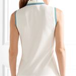 Tory Burch  Tory Sport Pleated piqué tennis dress white navy green Large Golf Photo 3