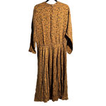 VTG 100% Silk Brown Gold Paisley Long Sleeve Maxi Dress Sz 10 Retro 80s Prairie Brown Photo 2