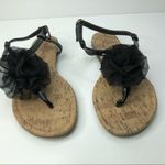 Jaclyn Smith  Corked Look Black Flower Sandals Photo 2