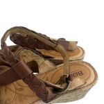 Born Brown Leather Cork Wedges Sandals Ankle Strap Braided Size 9 Women's Photo 3