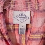 st. john's bay NWT 3/4 Sleeve Blouse Womens S Pink Plaid Smocked Neck Cottagecore Photo 7