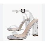 Pretty Little Thing PrettyLittleThings Size 4UK = US6 Silver Clear strappy ankle High Heels Photo 1