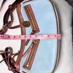 Dooney & Bourke Vintage Light Glacier Blue and Brown Leather Shoulder Bag Photo 10