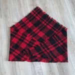David & Young  red plaid large triangular fringe wrap scarf Photo 1