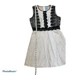CeCe  Black & White Sleeveless Floral Lace Eyelet Fit & Flare Dress Size 8 Photo 4