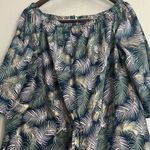 Blue Island Swim Cover Up Dress 3/4 Bell Sleeve Off Shoulder Tassel Tie Sz Large Photo 2