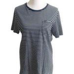 Club Monaco Women’s Striped Tee One Pocket Size Small Navy White Crew Neck Photo 0