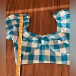 Princess Polly  BRAESIDE TOP gingham plaid BLUE crop shirt puff sleeve Colton top Photo 9