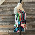 Marie Oliver Pink and Green Asymmetrical Peplum Spaghetti Strap Top Size XS Photo 1