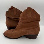 None Womens Suede Leather Ankle Boots Size 7 Brown Western Style With Low Heel Faux F Photo 3