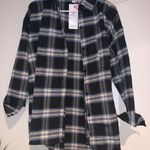 Oversized Black Plaid Flannel Shirt Photo 1