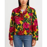Tahari Linen Blend Tropical Floral Jacket Yellow Pink Green Button Front 1X Photo 5