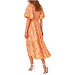 NEW BTFBM Orange Pink Floral Tropical Ruched Puff Sleeve Tiered Maxi Dress XXL Photo 1