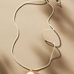 Anthropologie NWT  Large Square Stone Pendant Necklace Rope Tie Photo 0