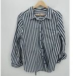 Style & Co Button Down Shirt Women XL Blue Striped Nautical Coastal Collar Basic Photo 0