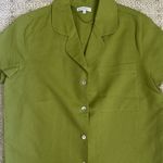 Crescent  Green Linen Blend Shirt Photo 2