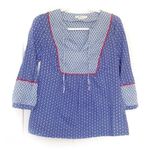 Boden Cora Blue with Star Print 3/4 Sleeve Blouse Cottagecore Size 2 Photo 1