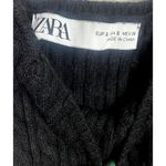 ZARA  Fitted Bodycon Cable Knit Square Neck Sweater Tank Mini Dress S Black Photo 6