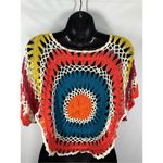 Trendology Boho Hippie Crotched Open Knit Top Size Medium Yellow Photo 7
