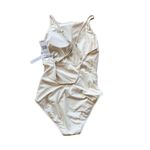 Bleu Rod Beattie  Belted One Piece Swimsuit Molded Cups Sweetheart Neck White 10 Photo 7