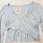 superdown  Matilda Wrap Crop Top in Baby Blue Large Photo 2