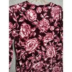 Miss Elaine Medium House Coat Robe Floral Womens Velour Zip Pink Burgundy Photo 12