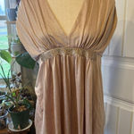 EXPRESS Shimmer Beaded Empire Waist V Neck Short Sleeve Women's Tunic Medium Photo 0