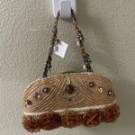 CEM NWT Beaded Evening Bag Purse Taupe Gold Floral Embellished Clutch UNIQUE Tan Photo 2