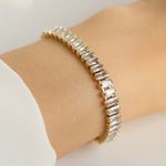 Cubic Zirconia Chain Bracelet | Gold Plated Stainless Steel Photo 0