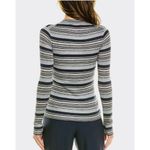Theory  Striped Rib Knit Top in Washable Silk Photo 1