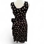 Boden Black White Sleeveless Belted Brush Stroke Ballet Knee Length Dress Size 8 Photo 2