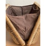 Vintage Wicker & Leather Basket Handbag – Mid Century Artisan Purse Brown Photo 8