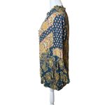 Free People  Blue Gold Magic Mystery Tunic Small Oversized Bell Sleeve Bohemian Photo 9