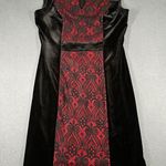 Connected Apparel Dress Womens 8P Black Velvet Red Lace Sheath Party Career Photo 0