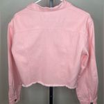 Zeagoo NWT Women’s M - Pink Cropped Denim Jacket Frayed Hem Lightweight Photo 4