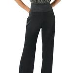 Ramy Brook  Scarlett Black Jumpsuit Size 8 One Shoulder Satin Velvet Wide Leg Photo 0