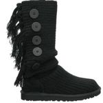 UGG  Black Cardy Fringe Slouch Classic Knit Knee High Boots 7 Photo 0
